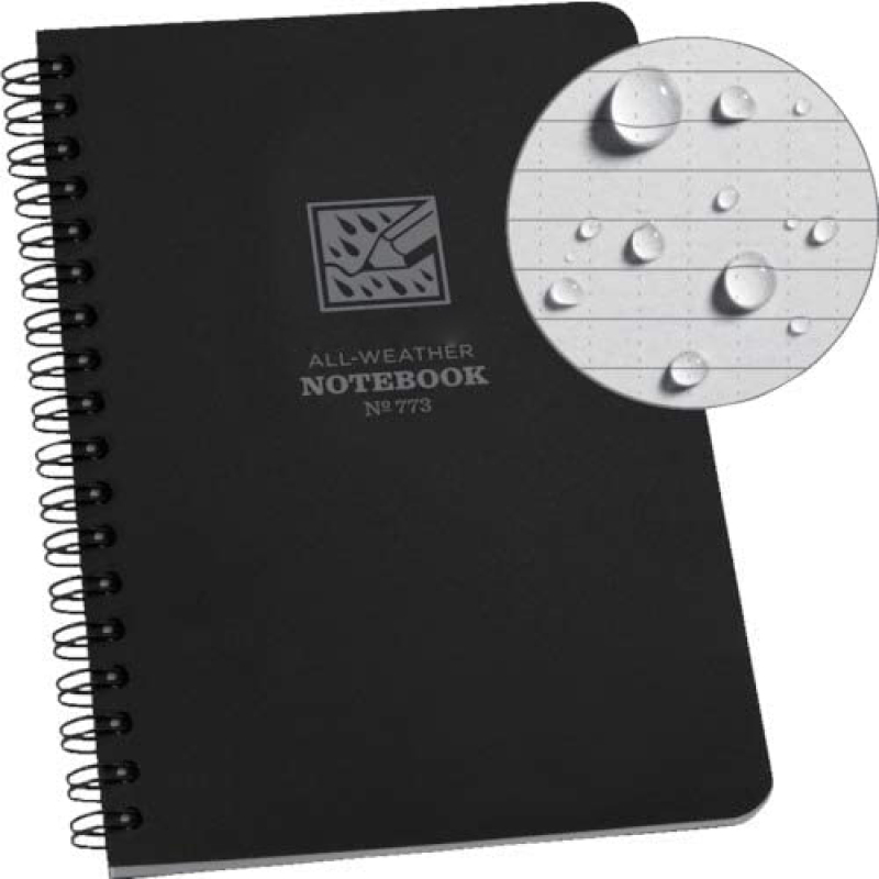 Weather Side-Spiral Notebook,  Black Cover, Universal Pattern